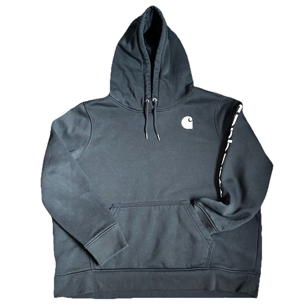 Carhartt Women's Midweight Logo Sleeve Graphic Sweatshirt Black Sz 2XL Oversized - Picture 3 of 10